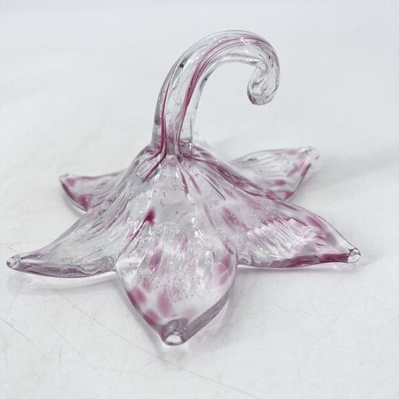 Set of 4 Vintage Murano Blown Glass Flowers Red Green Blue - Picture 16 of 16